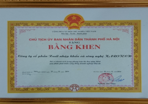 Bằng khen Chủ tịch Ủy ban nhân dân thành phố Hà Nội
